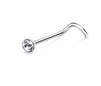 1.8mm Bezel Stone Silver Curved Nose Stud NSKB-56